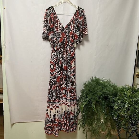 ANTHROPOLOGIE NWT TIERED MAXI BOHO DRESS SIZE L, 2X - Picture 2 of 9